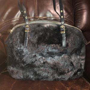 Black Faux Fur & Leather Purse